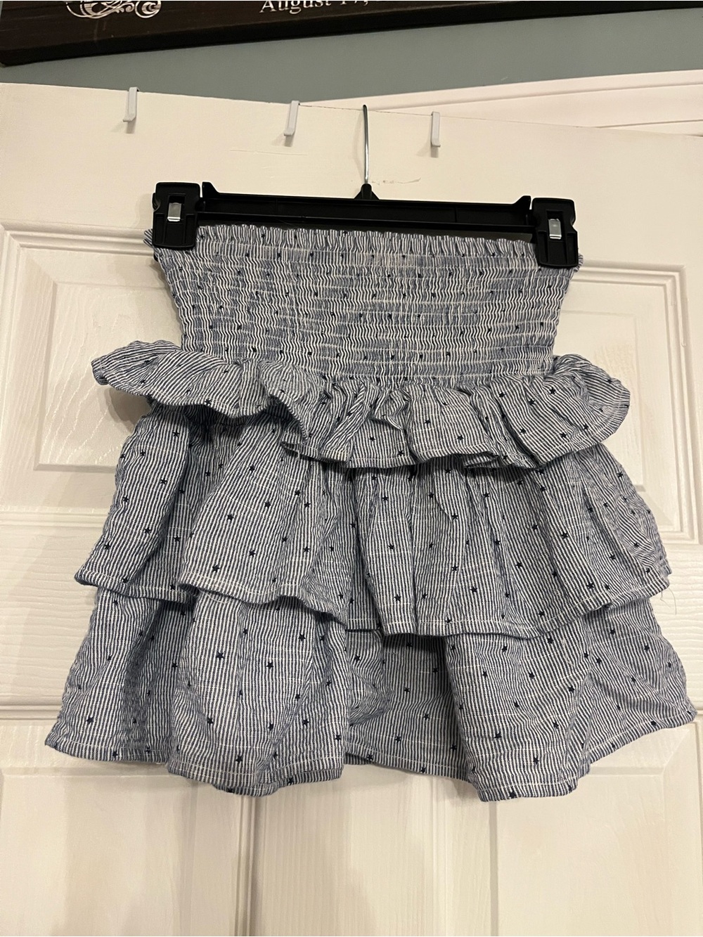 GAP Navy and White Striped Smocked Tiered Skirt